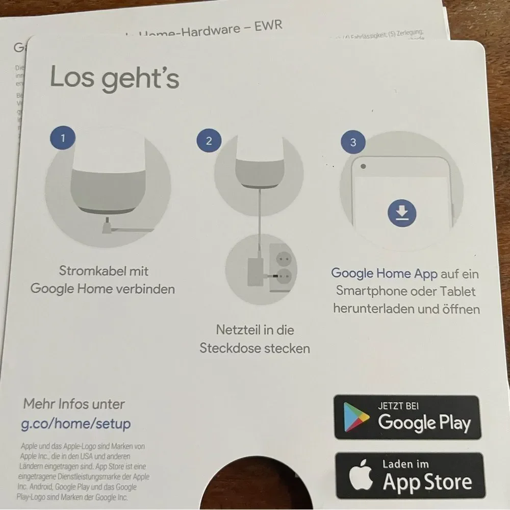 Google Home Smart Assistant Speaker Voice/ Touch without Cord GERMAN edition